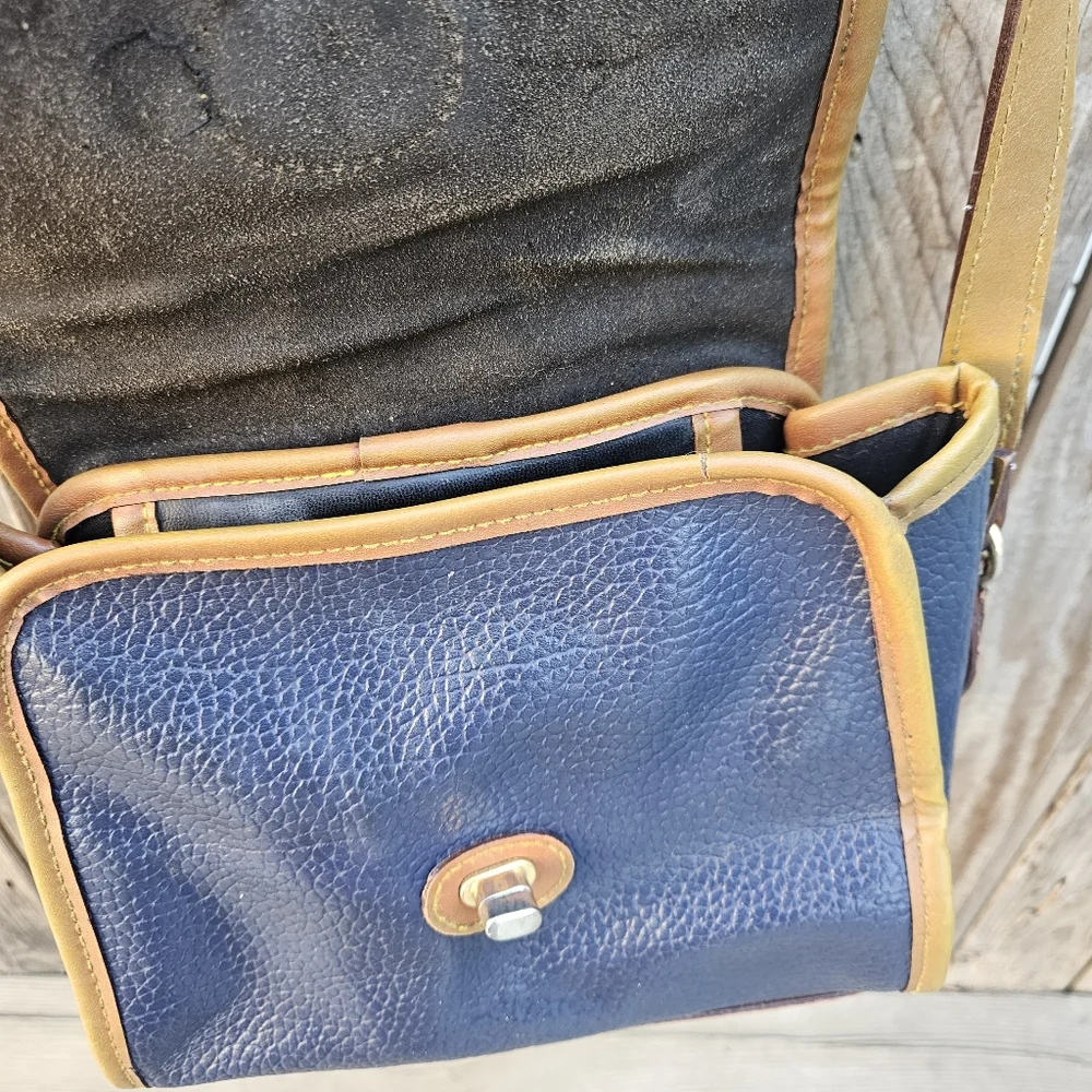 Dooney & Bourke Navy Leather Crossbody with Tan Trim - Picture 8 of 16